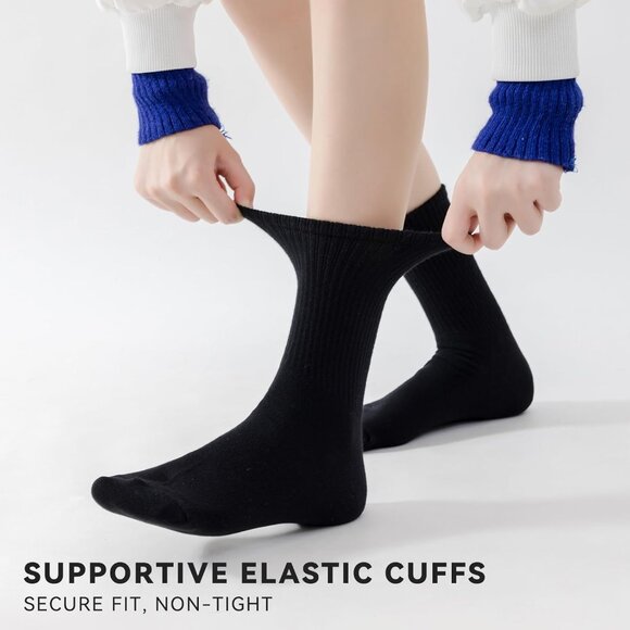 🆕 Women Black Moisture Wicking Calf Socks Cotton Thin Soft Casual Sport Wear - Picture 3 of 6